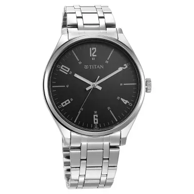 Titan (1802SM10)  Wrist Wit Quartz Analog Grey Dial Stainless Steel Strap Watch for Men