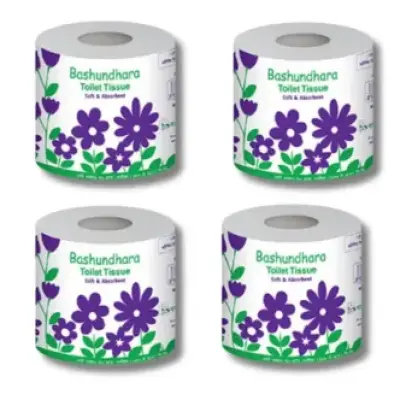 Bashundhara Toilet Tissue White 4Pcs