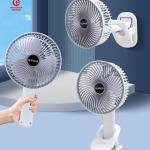 Mini Folding Fan 9 Inch – Rechargeable Portable Desk/Clip/Stand Fan (3-in-1)