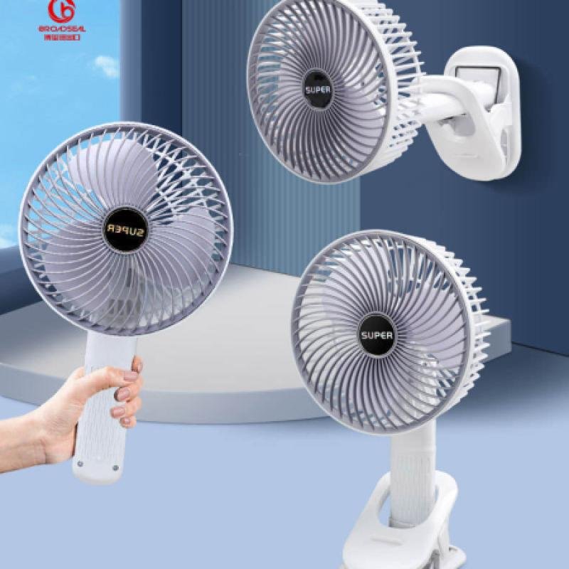Mini Folding Fan 9 Inch – Rechargeable Portable Desk/Clip/Stand Fan (3-in-1)