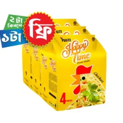 Pusti Happy Time Instant Noodles Masala 4Pcs 200gm (Buy2 Get1 Free)