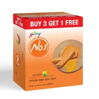 Godrej No.1 Sandal & Turmeric Soap 100gm (Buy3 Get1 Free)