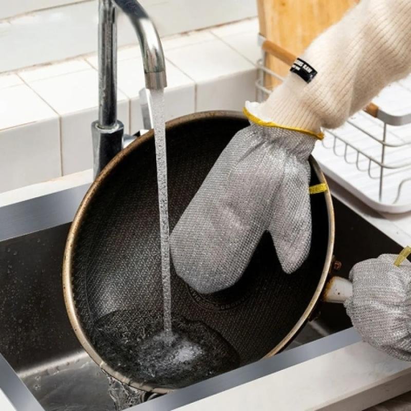 Steel Wire Dishwashing Gloves – Multipurpose Kitchen Cleaning Cloth (2 Pcs Set)
