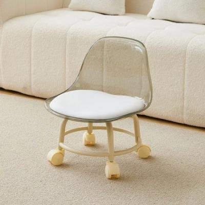 Acrylic stool with backrest 360 rotating universal wheel children's toddler stool