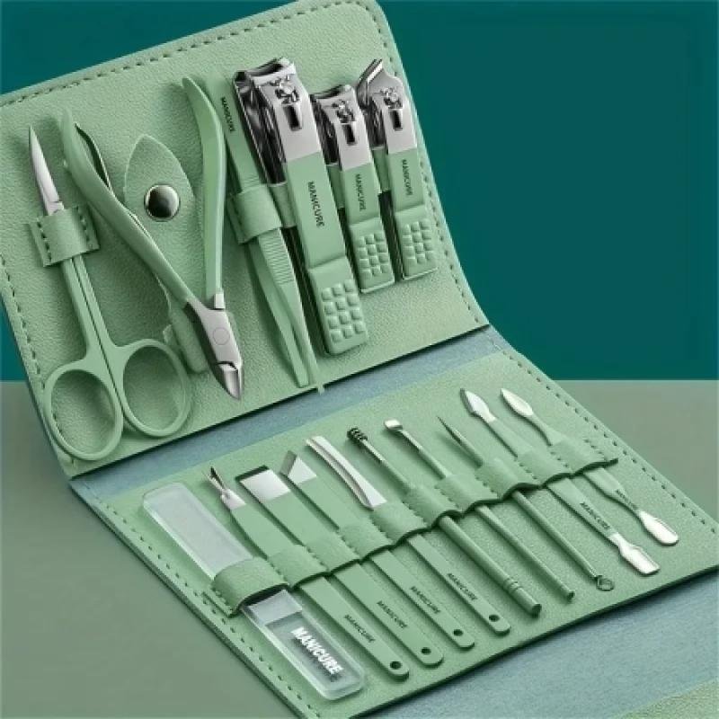 16 Pcs Nail Clipper Set – Stainless Steel Manicure & Pedicure Kit with Storage Case
