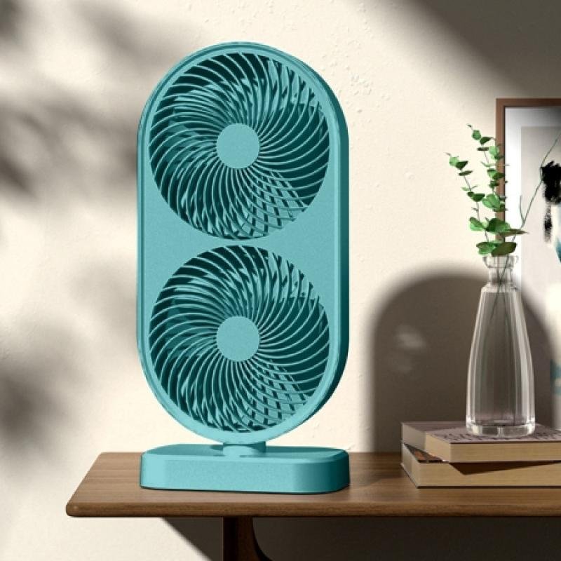Double Head Desk Fan – 4 Speed Plug & Play Cooling Fan (120° Adjustable)