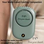 Portable Waist Hanging Fan – Bladeless USB Rechargeable Mini Cooling Fan (3 Speed)
