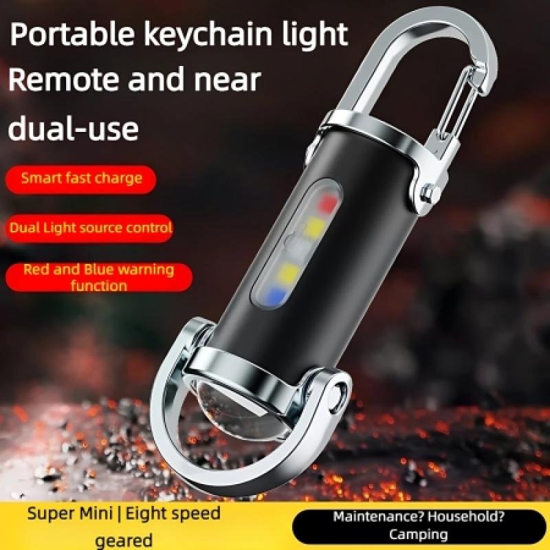 7 Modes High Power LED + COB Keychain Flashlight With Type-C Charger - KD088