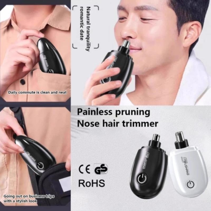 Portable Electric Nose & Ear Hair Trimmer – USB Rechargeable Painless Grooming Tool