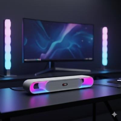 ZHY-R66 Bluetooth Soundbar 14W | Multi-Connectivity, LED Lights, 2.0 Channel | White