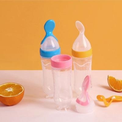 Squeezing Feeding Bottle Silicone Newborn Baby Training Rice Cereal Food Spoon-BC024