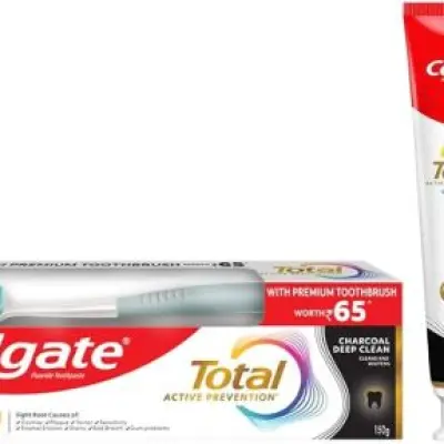 Colgate Total Charcoal Deep Clean Toothpaste 150gm (Toothbrush Free) India