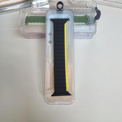 Stop Line Magnet Strap For Smart Watch- 42/44/45/49mm- Black+Yellow Color