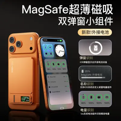 5000 mAh Magnetic Wireless Power Bank with Stand  & TFT Color Display