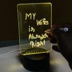 GearUP Acrylic Multicolor Night Lamp with Writable Board and Eraser Pen – Black