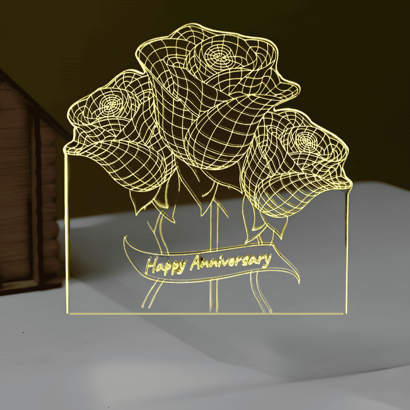 GearUP Acrylic Multicolor Night Lamp (Only Acrylic) Anniversary Rose