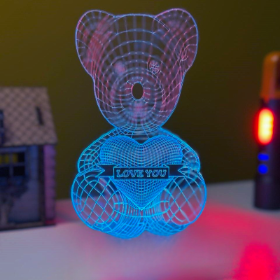 GearUP Acrylic Multicolor Night Lamp (Only Acrylic) Love Bear