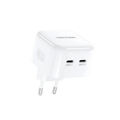 Vention FBPW0-EU 2-Port USB-C 35W GaN Charger – White