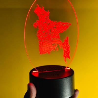 GearUP Acrylic Multicolor Night Lamp Black (BD Map)