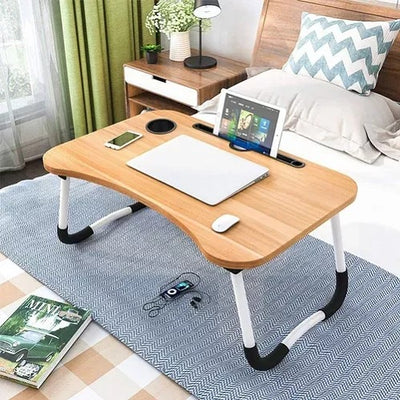Multifunctional Portable & Foldable Laptop Table – Wood Color