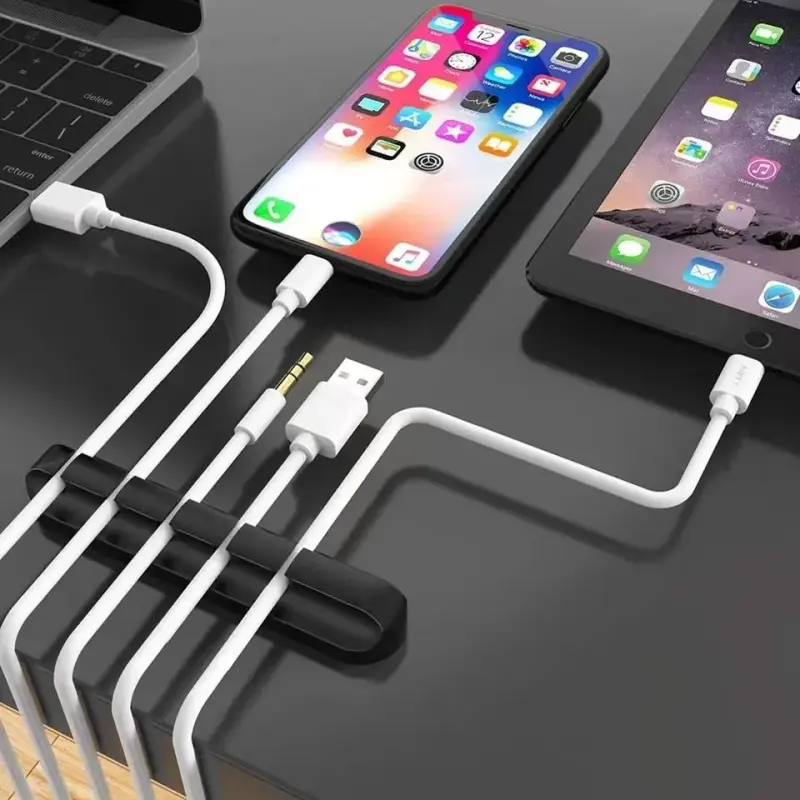 5 Hole Silicone Cable Organizer – Desktop Wire Management Clip
